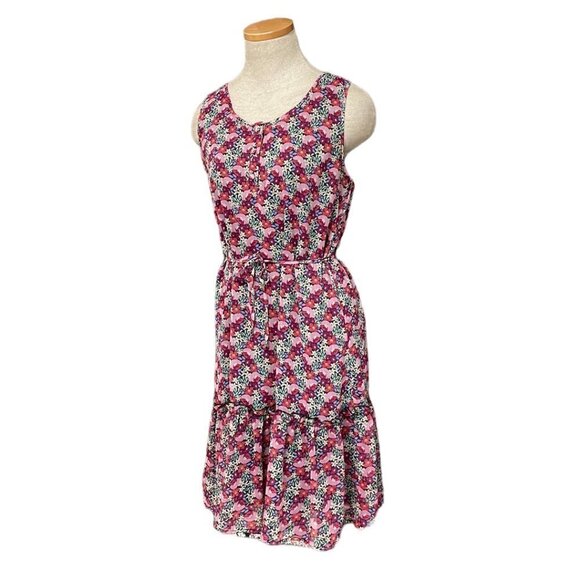 Tulle Panel Dress Sleeveless Floral Pink Red Size X Small XS - Picture 3 of 16